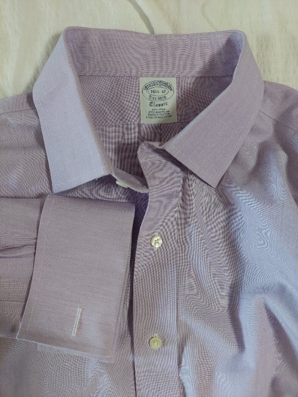 Brooks Brothers Men's 16.5 32 Classic Supima Cotton Dress Shirt French Cuff